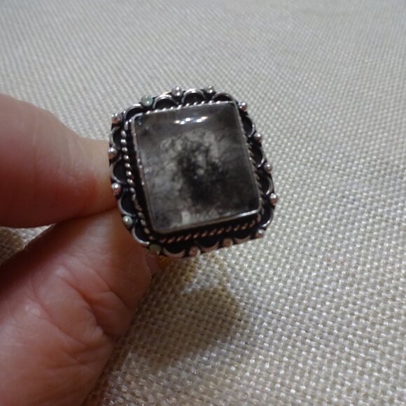 Natural TOURMALINE QUARTZ Handmade Sterling 925 Size 7 #668C - Picture 2 of 3